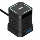 Uncaged Ergonomics - Multiprise sans fil CUBE 4AC - Chargement sans fil - Protection contre les surtensions - Câble de 10 pieds - Noir-Multiprise avec parasurtenseur à haut rendement avec ports USB et support de chargement sans fil.