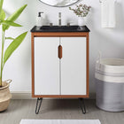 Modway - Energize 24" Vanette de salle de bain - Noir blanc cerise-Pieds métalliques en épingle à cheveux