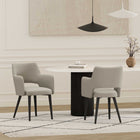 Manhattan Comfort - Lot de 2 fauteuils de salle à manger modernes Tremont 58 cm, revêtement similicuir, coloris pierre-Structure et pieds en acier noir entièrement soudés pour l’esthétique et la durabilité