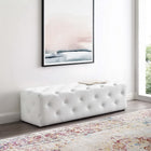 Modway - Amour Entrée à boutons touffés de 60" Imitation cuir Banc - Blanc-Rembourrage en faux cuir
