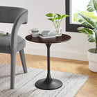 Modway - Lippa Rond de 20 po Bois Table d’appoint - Black Cherry-Socle métallique résistant aux éclats