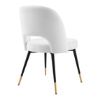 Modway - Rouse Performance Velvet Fauteuil d’appoint de salle à manger - Blanc-Pattes écartées et effilées