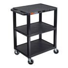 Luxor - Chariot utilitaire polyvalent à trois plateaux plats de 34" H Luxor TUFFY - 24" L x 18" P - noir-Le chariot est construit à 100 % en polyéthylène haute densité recyclé pour assurer la durabilité des plateaux