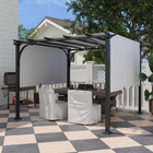 Outsunny - Tonnelle de patio extérieure pergola 10 pi l x 10 pi L - blanc-Colonnes en acier avec revêtement en poudre et supports triangulaires pour plus de solidité et de stabilité