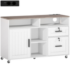 HOMCOM - Armoire de classement latérale mobile avec station de charge et ports USB - blanc-La station de charge intégrée simplifie l’alimentation des appareils directement depuis l’armoire 