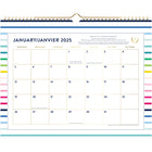 AT-A-GLANCE - Calendrier mural mensuel Emily Ley bandes joyeuses 2025 - 11 7/8 po H x 14 7/8 po l - bilingue-Format des pages : 11 7/8 po H x 14 7/8 po l