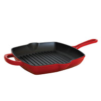 JS Gourmet - Poêle à griller 27 cm – Rouge cerise-Construction durable en fonte