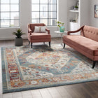 Modway - Tribute Médaillon fleural vintage vieilli Camellia Tapis de comédie 8 pi l x 10 pi L - Multicolore-Tissage serré à poil bas