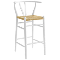 Modway - Amish Tabouret de bar - Blanc-Tabouret de hauteur en bois d’orme