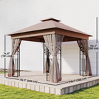 Outsunny - Pavillon de patio 10 pi l x 10 pi L - auvent de pavillon d’extérieur - brun foncé-Bloque la plupart des rayons UV du soleil pour réduire la chaleur et vous garder au frais