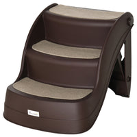 PawHut - Escalier pliable pour animaux 3 marches pour petit avec marches antidérapantes - brun-Solution idéale pour permettre aux animaux d’atteindre des surfaces plus hautes comme les lits, canapés et plus encore 