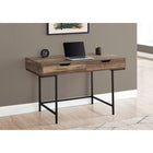 Monarch Specialties - 7557 Bureau 48 po L - Faux Bois Brun/Metal Noir-La base en métal au fini noir offre de la stabilité et comprend des pieds en métal minces qui sont encastrés sous le bureau rectangulaire
