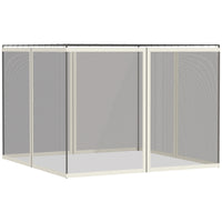 Outsunny - Moustiquaire de rechange pour gazebo 10 pi L x 13 pi l, blanc-Quatre panneaux séparés avec une fermeture éclair sur chaque panneau pour se connecter à la pièce adjacente  