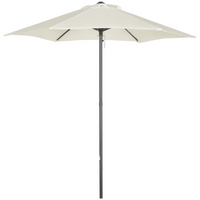 Outsunny - Parasol de patio avec 6 baleines - 6,6 pi - blanc crème-S’ouvre facilement et se verrouille en place avec la goupille métallique