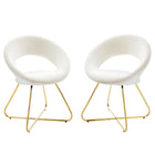 Modway - Nouvelle Performance Velvet Chaise à manger Ensemble de 2 - Or Blanc-Chaises de salle à manger rétro modernes