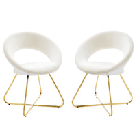 Modway - Nouvelle Performance Velvet Chaise à manger Ensemble de 2 - Or Blanc-Chaises de salle à manger rétro modernes