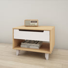 Nexera - Table de nuit Barista, 1 tiroir, Blanc et Érable naturel-1 tiroir de rangement pratique pour y conserver vos effets personnels à portée de main lorsque vous êtes au lit