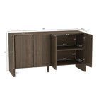 Manhattan Comfort - Buffet moderne Linda 60" à 4 portes - Noyer brun-Comprend 2 ouvertures pour la gestion des câbles et des médias