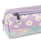 Fashion Stationery - Étui à crayons à panneaux iridescents Daisy - 8,26 po L x 2,75 po l x 3,54 po H - Lilas & Iridescents-2 compartiments à fermeture éclair
