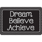 Ashley Productions - The Original Fun Mat - Tapis de Bienvenue - 15 -5" x 23 -5" - Rêve - Crois - Accomplis - Noir avec des Points Blancs.-Mesure et Design : Le tapis Noir avec des Points Blancs Rêve, Crois, Accomplis mesure 15,5" x 23,5".
