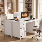 HOMCOM - Bureau exécutif style ferme 53 po avec tiroirs et 2 armoires - grain de bois blanc-Le design rustique de porte de grange met en valeur les intérieurs chaleureux de style ferme