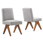 Modway - Lyra Tissu Boucle Fauteuil d’appoint de la salle à manger Ensemble de 2 - Gris clair-Conception ergonomique pour le confort