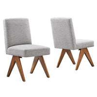 Modway - Lyra Tissu Boucle Fauteuil d’appoint de la salle à manger Ensemble de 2 - Gris clair-Conception ergonomique pour le confort
