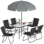 Outsunny - ensemble de table et chaises de patio 8 pièces avec parasol pour jardin - noir-Ensemble de trois pièces pouvant accueillir six personnes pour des rassemblements de groupe