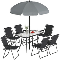 Outsunny - ensemble de table et chaises de patio 8 pièces avec parasol pour jardin - noir-Ensemble de trois pièces pouvant accueillir six personnes pour des rassemblements de groupe