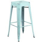 Flash Furniture – Tabouret de bar de 30 po en métal vieilli sans dossier, pour intérieur, bleu onirique (ETBT350330DB)-Tabouret moderne empilable style industriel