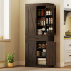 HOMCOM - Armoire de garde-manger de cuisine 72 po avec portes de grange - brun-Étagères de porte avec une barre de protection pour empêcher les objets de tomber 