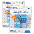 Learning Resources - Ensemble de cubes sensoriels Cool Down - 2 ensembles-Quatre façons de bouger : découvrez les quatre actions apaisantes de ce jouet antistress : pressez la mousse, faites tourner la toupie, résolvez le labyrinthe et tamisez les perles qui tombent !