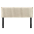 Modway - Camille Mélange de lin rembourré Tête de lit Queen size - Rayures d’avoine-Bordure rebordée
