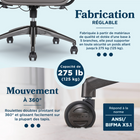 La-Z-Boy - Fauteuil de travail Renzo - gris-Tension d’inclinaison réglable en tournant le bouton