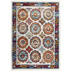 Modway - Entourage Treillis marocain floral vieilli d’Odile Tapis de comédie 8 pi l x 10 pi L - Ivoire Bleu Rouge Orange Jaune-Tapis floral marocain vieilli usé