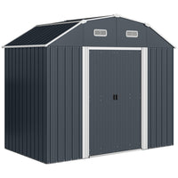 Outsunny - Abri de jardin galvanisé 8 pi x 4 pi avec étagères réglables et kit de fondation-Avec des étagères réglables pour accueillir des objets de différentes tailles  
