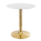 Modway - Verne 28 po Marbre artificiel Table à manger, Or Blanc-Table à manger moderne