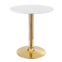 Modway - Verne 28 po Marbre artificiel Table à manger, Or Blanc-Table à manger moderne