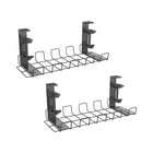 ShoppingAll - Plateau de rangement de câbles sous le bureau avec 10 attaches de câbles - Noir - Paquet de 2-INSTALLATION SIMPLE: Ce plateau de gestion des câbles sous bureau ne nécessite aucun perçage ni outil pour son installation et se fixe facilement sur toute surface de bureau jusqu’à 3,5 cm d’épaisseur.