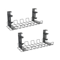 ShoppingAll - Plateau de rangement de câbles sous le bureau avec 10 attaches de câbles - Noir - Paquet de 2-INSTALLATION SIMPLE: Ce plateau de gestion des câbles sous bureau ne nécessite aucun perçage ni outil pour son installation et se fixe facilement sur toute surface de bureau jusqu’à 3,5 cm d’épaisseur.