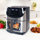 Kenmore - Friteuse à air 8 qt - Acier inoxydable-12 préréglages à touche unique : frire à air chaud, réchauffer, cuire au four, griller, garder au chaud, déshydrater, frites, ailes, bacon, pizza, fruits de mer et légumes