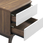 Modway - Envision 2 tiroirs Table de chevet, Blanc noyer-Assemblée requise