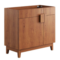 Modway - Miles 36" Armoire de toilette de salle de bain (lavabo non inclus) - Noyer-Panneau de particules et stratifié de mélamine