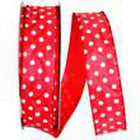 JAM Paper - Ruban de satin simple face - 1 1/2" de largeur x 50 m - Pois rouges-Couleur : pois rouges