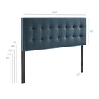 Modway - Lily Velours de performance résistant aux taches Tête de lit Queen size, Bleu Cadet-Tête de lit Queen size