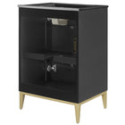 Modway - Beau 24" Vanité de salle de bain avec lavabo - Noir noir-Tirs ronds en métal ressemblant à du laiton