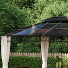 Outsunny - Gazebo à toit rigide à double toit 10' x 12' avec rideaux - kaki-Le toit à double ventilation aide à faire circuler l'air 