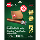 Avery - 8293 Étiquettes d'identification haute visibilité, rond, blanc mat, laser/jet d'encre, 1-1/2" diam - paquet de 400-Étiquettes voyantes pour mettre en valeur les messages importants