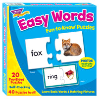 Trend EnterprisesMD – Casse-tête Fun to know, mots simples-Groupe d’âge et niveau : Enfants de 4 à 7, de la prématernelle jusqu’à la première année