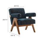 Modway - Lyra Tissu Fauteuil - Azure Fabric - Ensemble de 2-Coussins non amovibles